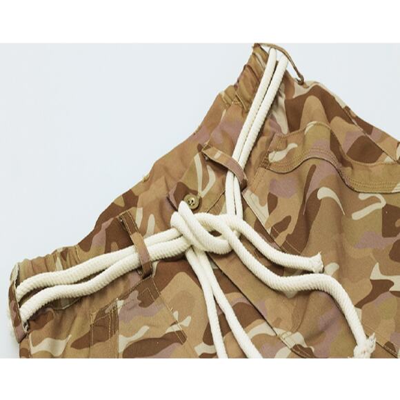 LifeShe Camo Cargo Pants for Women Army Camouflage Mid Rise Wide Straight Leg - Picture 2 of 5